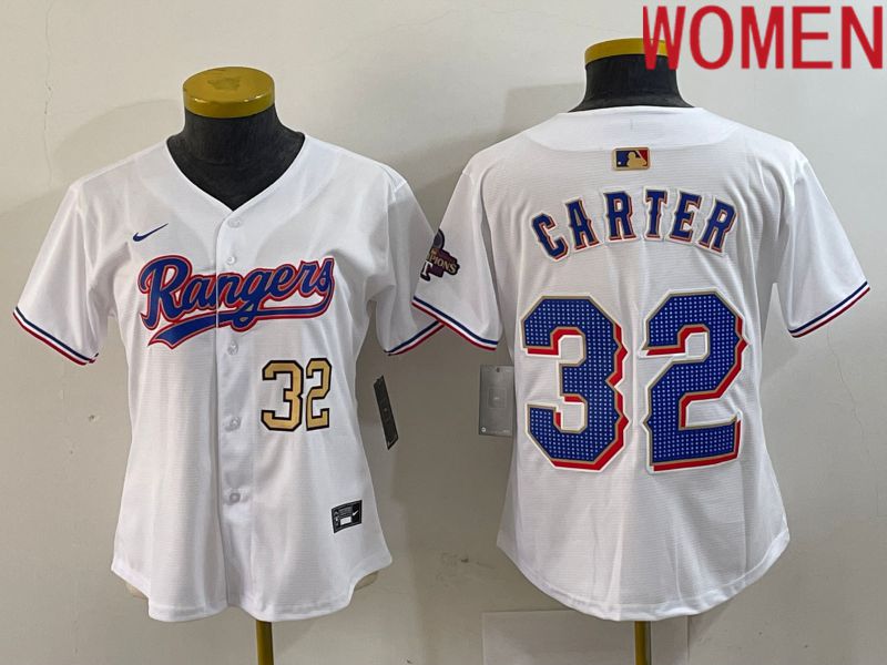 Women Texas Rangers #32 Carter White Champion Game Nike 2024 MLB Jersey style 3
